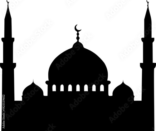 Beautiful Islamic mosque silhouette vector illustration for Ramadan.