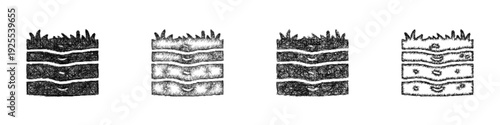 Sketch soil layers icon design set