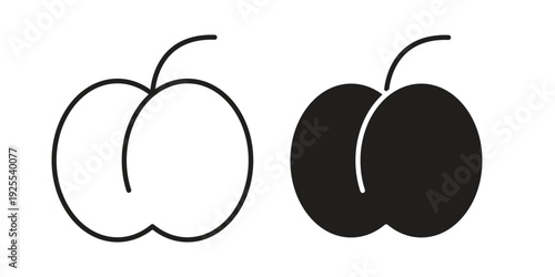 Peach icon vector isolated on white background. Simple icon set.