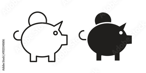 Piggy bank icon vector isolated on white background. Simple icon set.