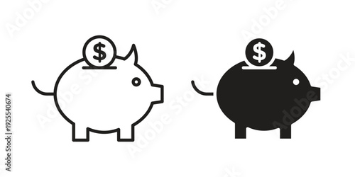 Piggy bank icon vector isolated on white background. Simple icon set.