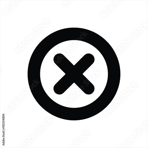 Black and white circular icon with an x symbol indicating prohibition or cancellation