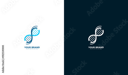 Modern DNA double helix logo template for science brands