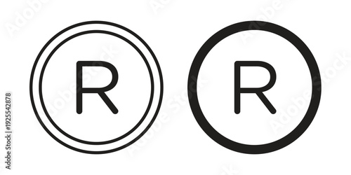 Registered icon vector isolated on white background. Simple icon set.