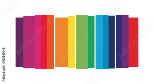 Colorful vertical rectangular shapes arranged on a white background design