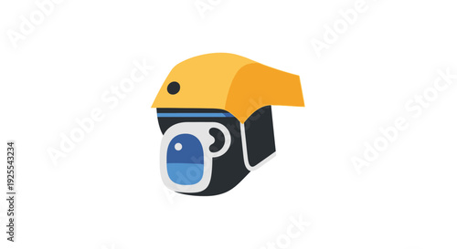 Abstract illustration of a person wearing a helmet and looking forward