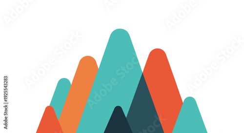 Abstract colorful mountain peaks illustration against white background