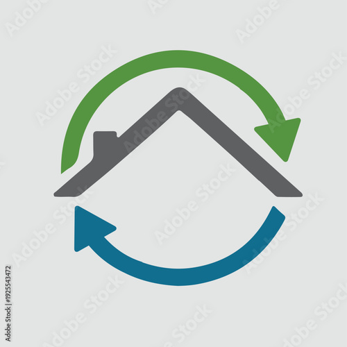 Single black house renovation line icon, simple update home with arrow flat design pictogram vector for app logo ads web webpage button ui ux interface 