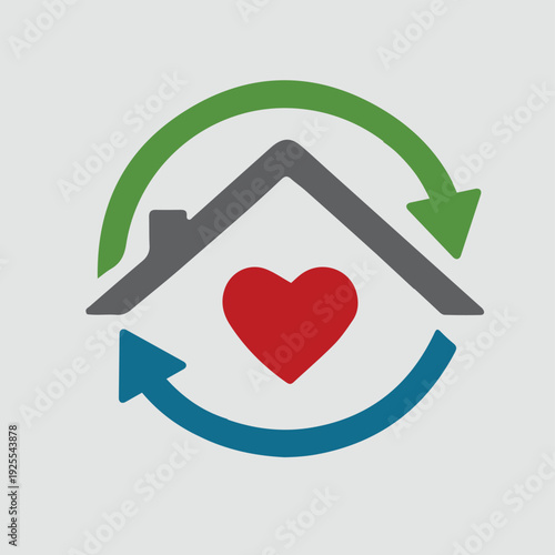 House with heart shape logo design