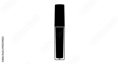 Black mascara tube standing upright on white background isolated cosmetic product