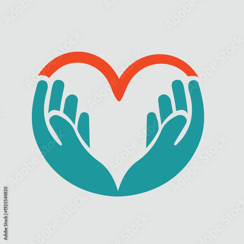 Charity icon vector, Heart holding hand icon, vector. 