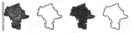 Sketch Mazowieckie outline map design set
