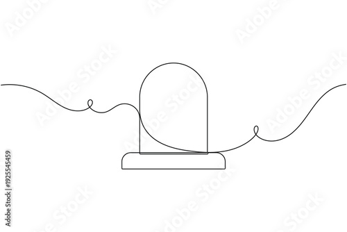 Emergency alarm siren sign icon continuous one line drawing on white background single art minimalist notification symbol outline vector illustration