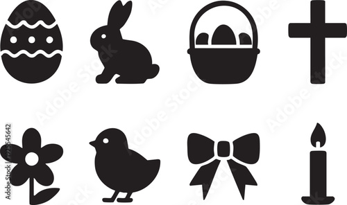 Easter icons with religious and spring symbols