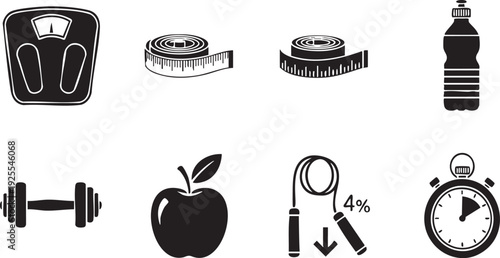 fitness icons set for healthy lifestyle and workout routine