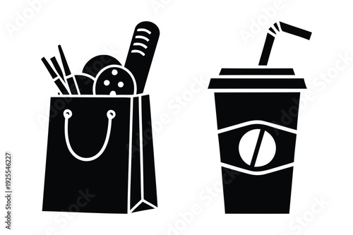 Shopping Bag and Drink Cup Icons