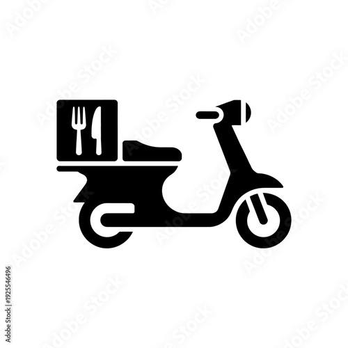 Food delivery scooter icon with plate