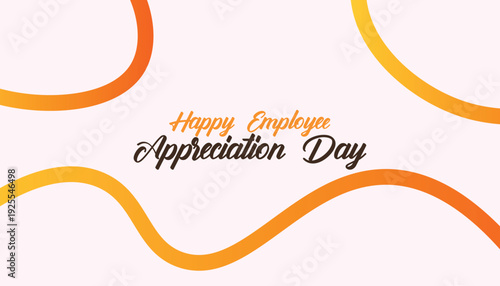 Happy employee appreciation day celebration with orange and yellow lines on pink background