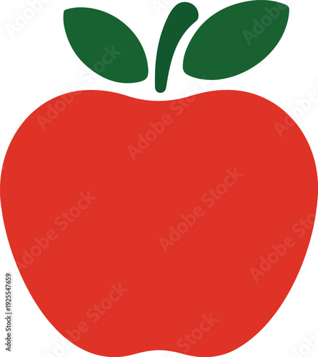 Simple Red Apple Vector Illustration  Classic Fruit Icon