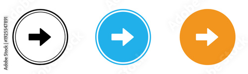 Right arrow icons in black blue and orange