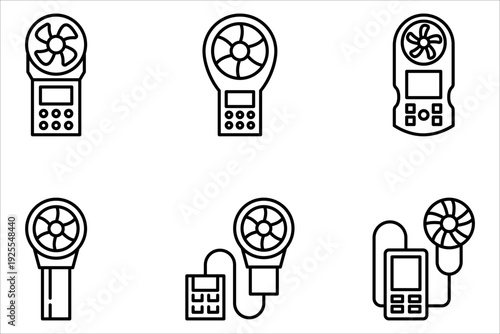 Anemometer icon set simple element illustration editable