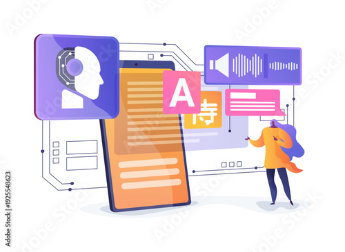 Natural Language Processing App abstract concept vector illustration.