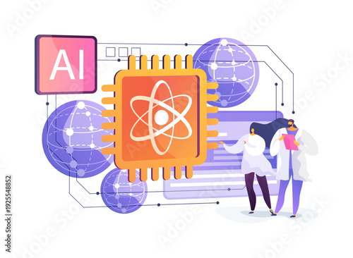 Quantum Computing Experiment abstract concept vector illustration.