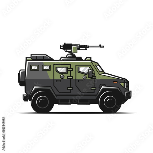 Armored Military Vehicle with Machine Gun - Tactical Transport