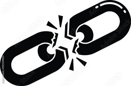 Black broken chain link symbol on white background 2