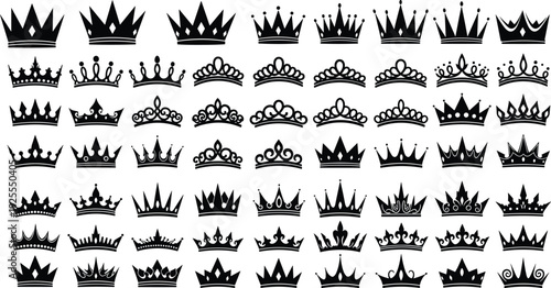 Black Tree Silhouette Collection Featuring Deciduous Coniferous Palm and Cypress Vector Isolated Icons Set for Landscape Design Architecture Graphics and Nature Illustration Projects