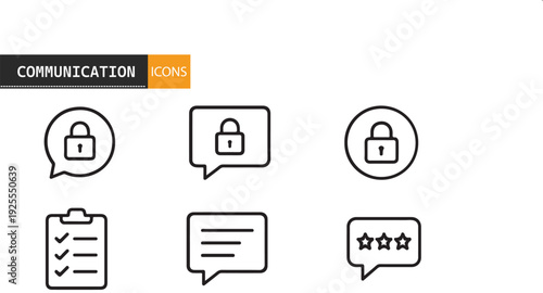 Communication icons with security and rating symbols
