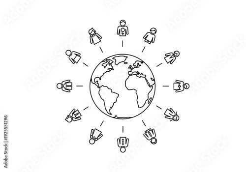 Global Connectivity People Around Planet Earth Network Connection Communication Digital World Ideas Sharing Community Togetherness Society Concept