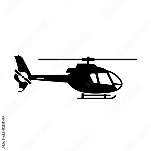 Black Silhouette of a Modern Helicopter in Flight