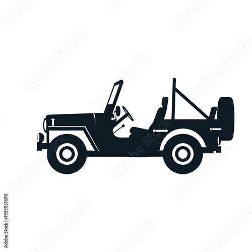 Classic Off-Road Jeep Silhouette - Vintage 4x4 Vehicle Icon