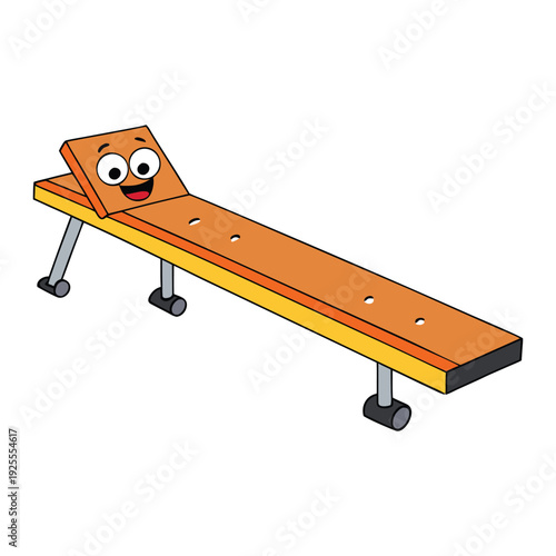 A sturdy wooden plank supports a compact machine, its gears and levers poised for action, blending raw timber with precise mechanical design in a simple, functional setup.
