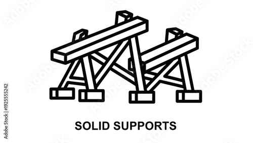 Outline icons depicting sturdy trestle supports, conveying stability, strength, and robust structural foundations for engineering and construction projects.