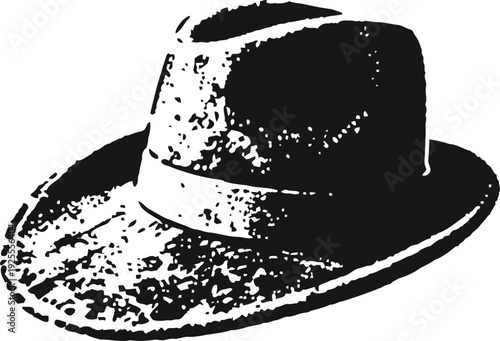 Worn vintage fedora hat with textured surface and wide brim, classic elegant fashion accessory