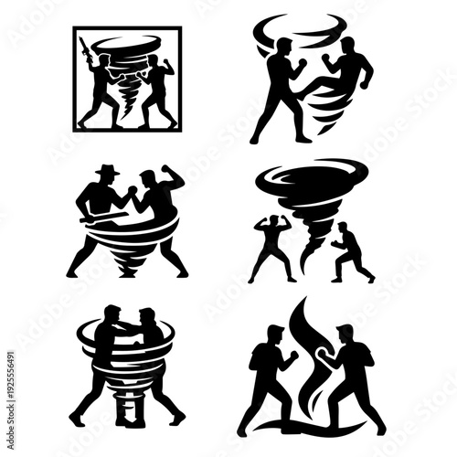 vector illustration of a man with a barbecue TWister cyclone