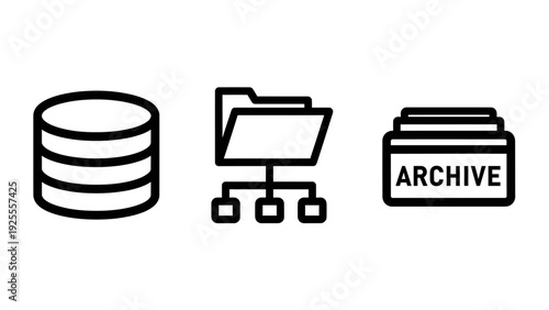 Data Storage, Organization, and Archiving Icons