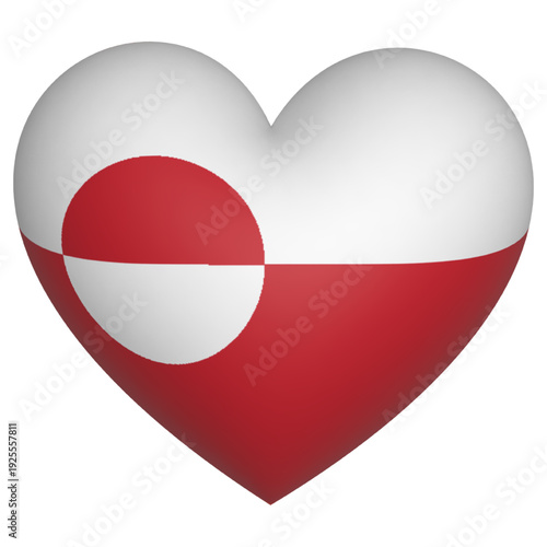 3d heart Greenland flag icon vector illustration 