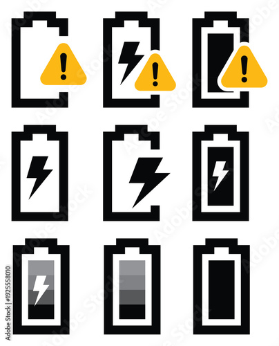 Battery Status Level Charging Icon Vector Illustration for Mobile Power Energy battery status level charging icon