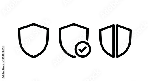 Essential Cybersecurity and Data Protection Icons: Shield, Verified Security, and Privacy Defense Symbols for Digital Safety
