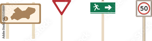 Set of Diverse Road Signs Vector Illustration