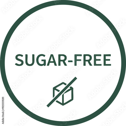 Sugar-Free Product Label with Crossed Sugar Cube Symbol