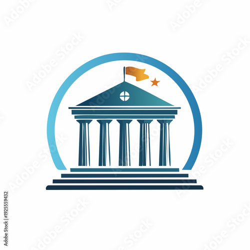 Modern logo design of a classic Greek building for a legal, financial, or educational institution