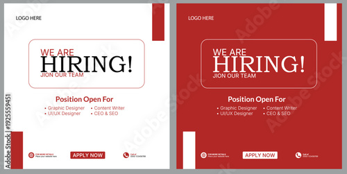 Hiring banner templates with spotlight and creative typography