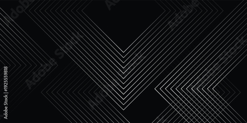 Black dynamic arrow line background. Elegant dark linear abstract wallpaper. Luxury stripe gradient texture. Grey direction lines backdrop
