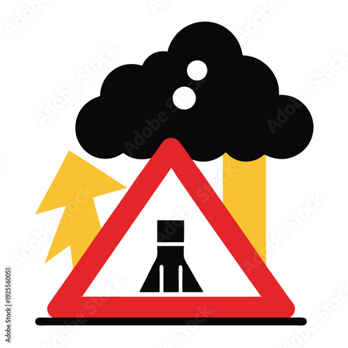 A gas leak warning icon with fumes rising indicative. 