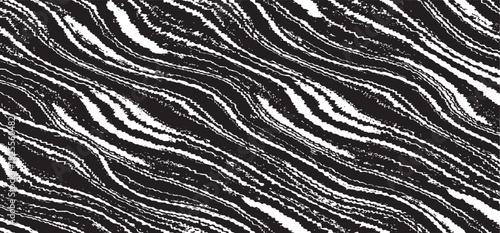 Swirled and curled stripes and brush strokes texture. Marble or acrylic artwork imitation. Cool and swirly background. Abstract vector illustration. Black isolated on white. EPS10 