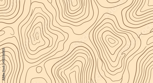 Brown topographic lines on beige background for design